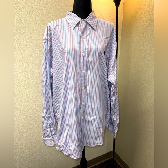 Ralph Lauren Classic Blue Stripe Button Down Long Sleeve Shirt. XXL. - Picture 1 of 8
